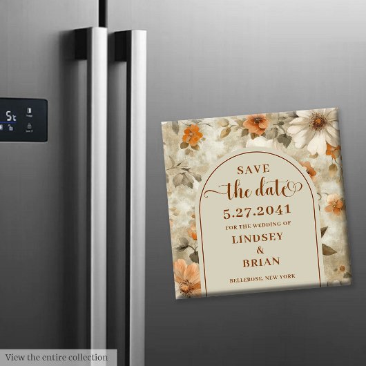 エレガント ボーホー アーシー アイボリー オリーブ フラワル セーブ デート マグネット