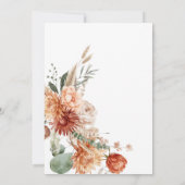 エレガント ボーホー オレンジ フラワー 洗礼 誕生会 招待状 (裏面)