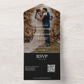エレガント ボーホー カップル フォト 白 黒 RSVP ウェディング オールインワン招待状 (内側)