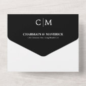 エレガント ボーホー カップル フォト 白 黒 RSVP ウェディング オールインワン招待状 (裏面)