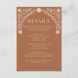 エレガント ボーホー テラコッタ フラワー ウェディング エンクロージャーカード