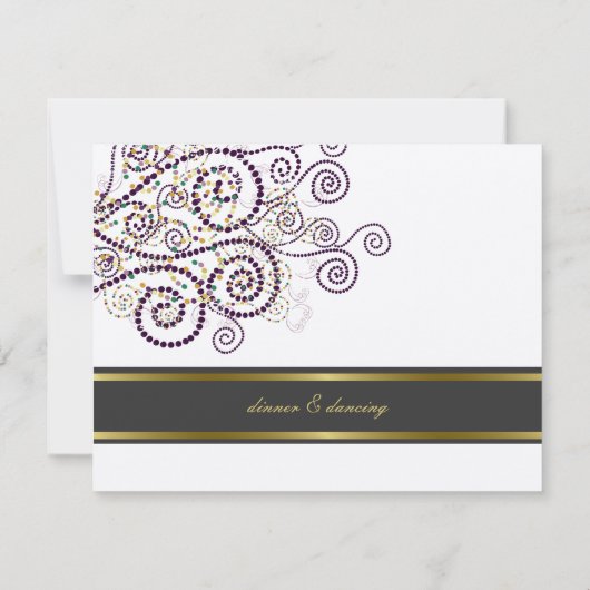 エレガント ボーホー パープル スパイラル ウェディング レセプション カード (裏面)