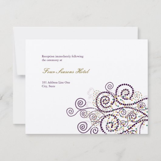 エレガント ボーホー パープル スパイラル 結婚式 披露宴 カード (正面)