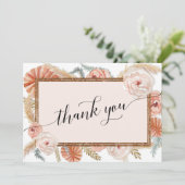 エレガント ボーホー ブラッシュ フローラル トロピカル パーム パンパス サンキューカード (スタンド正面)