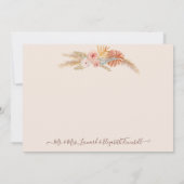 エレガント ボーホー ブラッシュ フローラル トロピカル パーム パンパス サンキューカード (裏面)