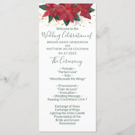 エレガント・ポインセチアグリーンのクリスマス結婚式プログラム プログラム