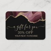 エレガント マーブル ゴールド グリッター 割引カード (正面)