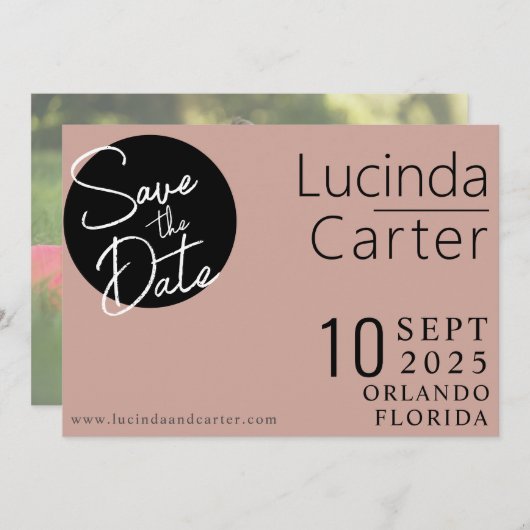 エレガント，ミニマリスト日付カードの保存 招待状 (正面/裏面)