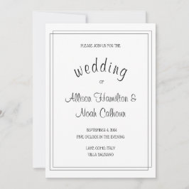 エレガント&ミニマリスト白結婚式招待状カード 招待状