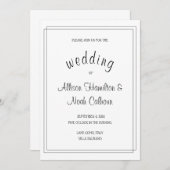 エレガント&ミニマリスト白結婚式招待状カード 招待状 (正面/裏面)