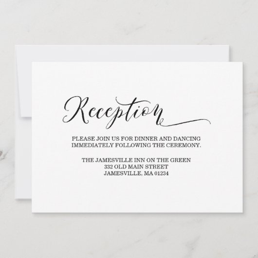 エレガント&ミニマリスト白黒披露宴カード 招待状 (正面)