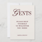 エレガント ミニマリスト紳士トイレバスケットサイン 招待状 (正面)