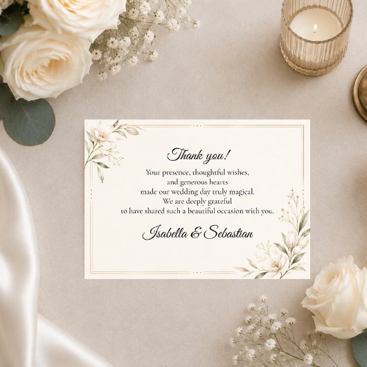 エレガント・ミニマリスト結婚式 サンキューカード