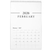エレガント・ミニマリスト2026年カレンダー カレンダー (2月 2027)