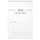 エレガント・ミニマリスト2026年カレンダー カレンダー (1月 2027)