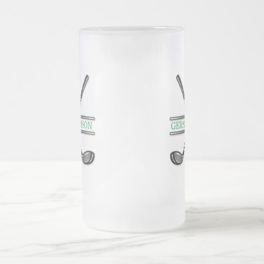 エレガント ミニマリスト オーダーメイド ゴルフ モノグラム 霜加工 フロストグラスビールジョッキ (中央)