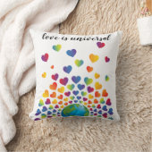 エレガント ミニマリスト カラフル レインボー ハート デザイン クッション (ブランケット)