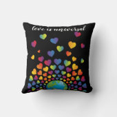 エレガント ミニマリスト カラフル レインボー ハート デザイン クッション (裏面)