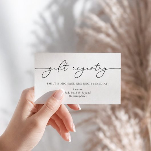 エレガント ミニマリスト カリグラフィー ギフト レジストリー エンクロージャーカード