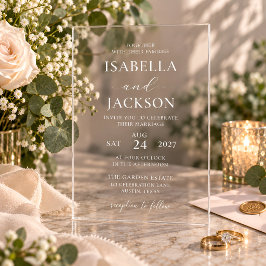 エレガント ミニマリスト クリア アクリル ウェディング アクリル招待状