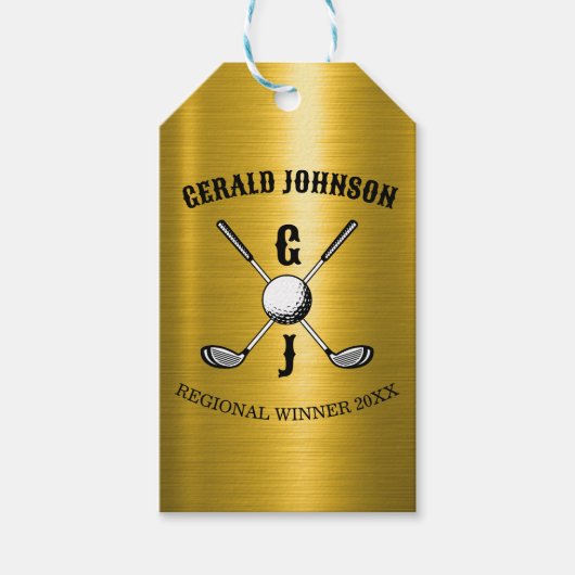 エレガント ミニマリスト ゴルフ モノグラム ギフトタグ (正面)
