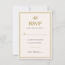 エレガント ミニマリスト ゴールド 結婚式 RSVP カード