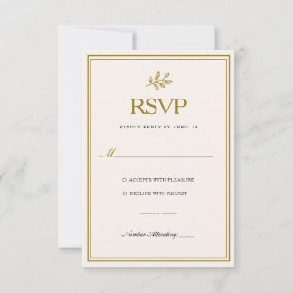 エレガント ミニマリスト ゴールド 結婚式 RSVP カード