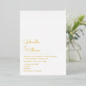 エレガント ミニマリスト シック スクリプト 結婚式 ゴールド 箔招待状 (立ち正面)