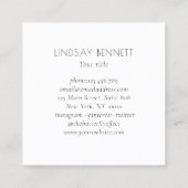 エレガント ミニマリスト フラワーホワイト ブルー スクエア名刺 (裏面)