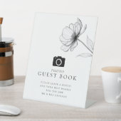 エレガント ミニマリスト フラワー フォト ゲストブック ウェディング 台座サイン (インサイチュ)