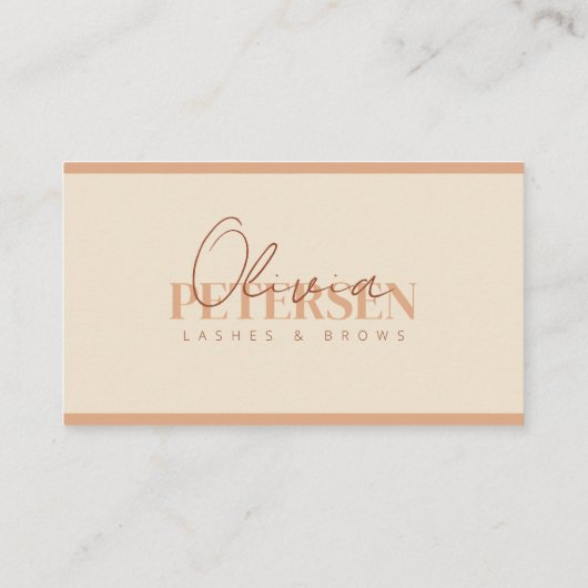 エレガント ミニマリスト ベージュ ブラウン おしゃれなまつげ 名刺 (裏面)
