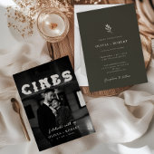 エレガント ミニマリスト ボタニカル フォト ウェディング 招待状