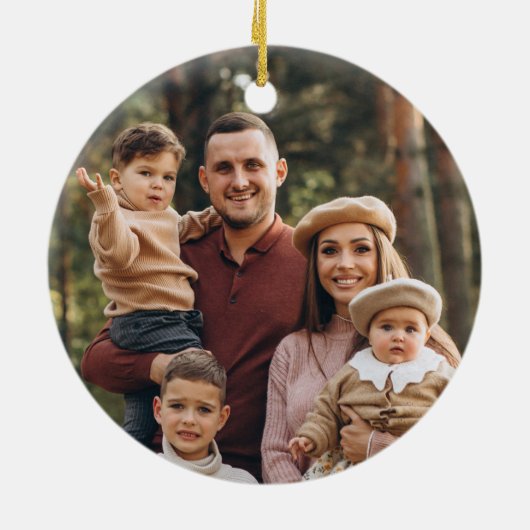 エレガント ミニマリスト ボヘミアンの楽しいクリスマスの写真 セラミックオーナメント (裏面)