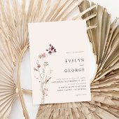 エレガント ミニマリスト ボヘミアンフラワーのウェディング 招待状