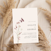 エレガント ミニマリスト ボヘミアンフラワーのウェディング 招待状