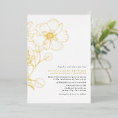 エレガント ミニマリスト モダン フラワーズ RSVP QR 裏 箔招待状 (立ち正面)