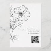 エレガント ミニマリスト モダン フラワーズ RSVP QR 裏 箔招待状 (裏面)