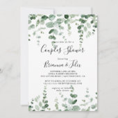 エレガント ミニマリスト ユーカリ カップルシャワー 招待状 (正面)