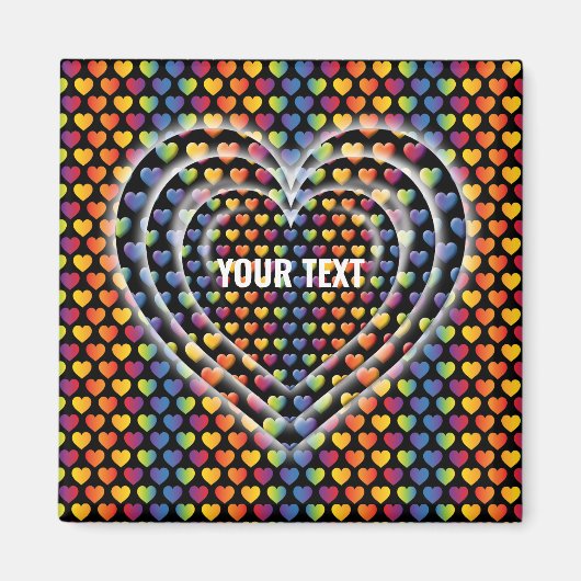 エレガント ミニマリスト レインボー ハート マグネット (正面)