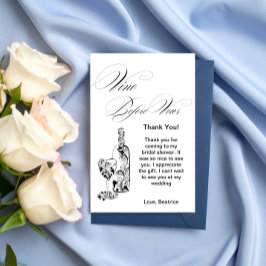 エレガント ミニマリスト ヴィノ ビフォア ヴォウズ ブライズシャワー サンキューカード