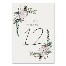エレガント ミニマリスト 冬のリース 白 緑 テーブルナンバー