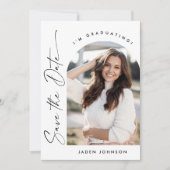 エレガント ミニマリスト 卒業式 2 フォト QRコード セーブザデート (正面)