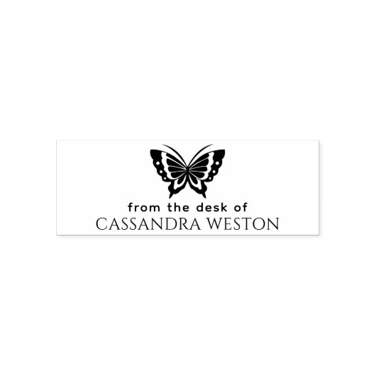 エレガント ミニマリスト #4 蝶の「机から」名前 セルフインキングスタンプ (デザイン)