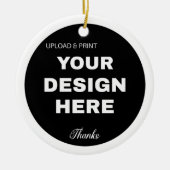 エレガント、ミニマルおよびブラックQRコーお洒落ドロゴ セラミックオーナメント (正面)