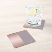 エレガント&ミニマルバラ金ゴールドと紫色のカラーブロック スクエアペーパーコースター (インサイチュ)