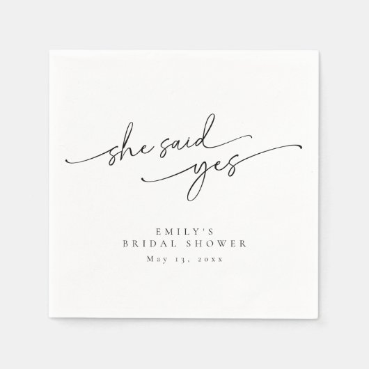 エレガント，ミニマルパーソナライズされたブライダルシャワー スタンダードカクテルナプキン (正面)