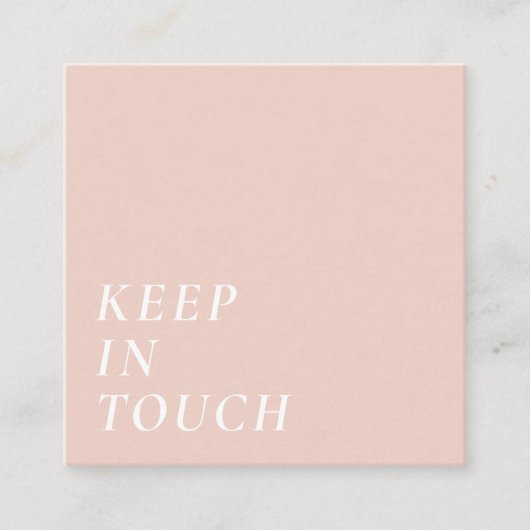 エレガント |ミニマルモダンタイポグラフィシンプルピンク スクエア名刺 (正面)