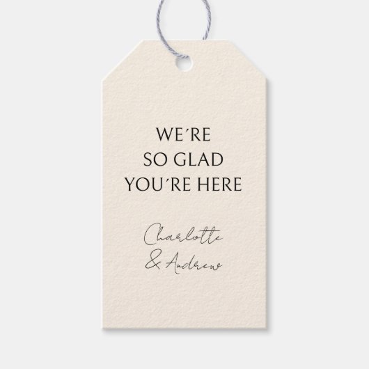 エレガント, ミニマル手書き， beigeギフトラベル ギフトタグ (正面)