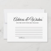 エレガント ミニマル アドバイス & ウィッシュ ブライダル シャワー 招待状 (正面)
