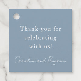 エレガント ミニマル ウェディング ダスティーブルー サンクス フェイバータグ